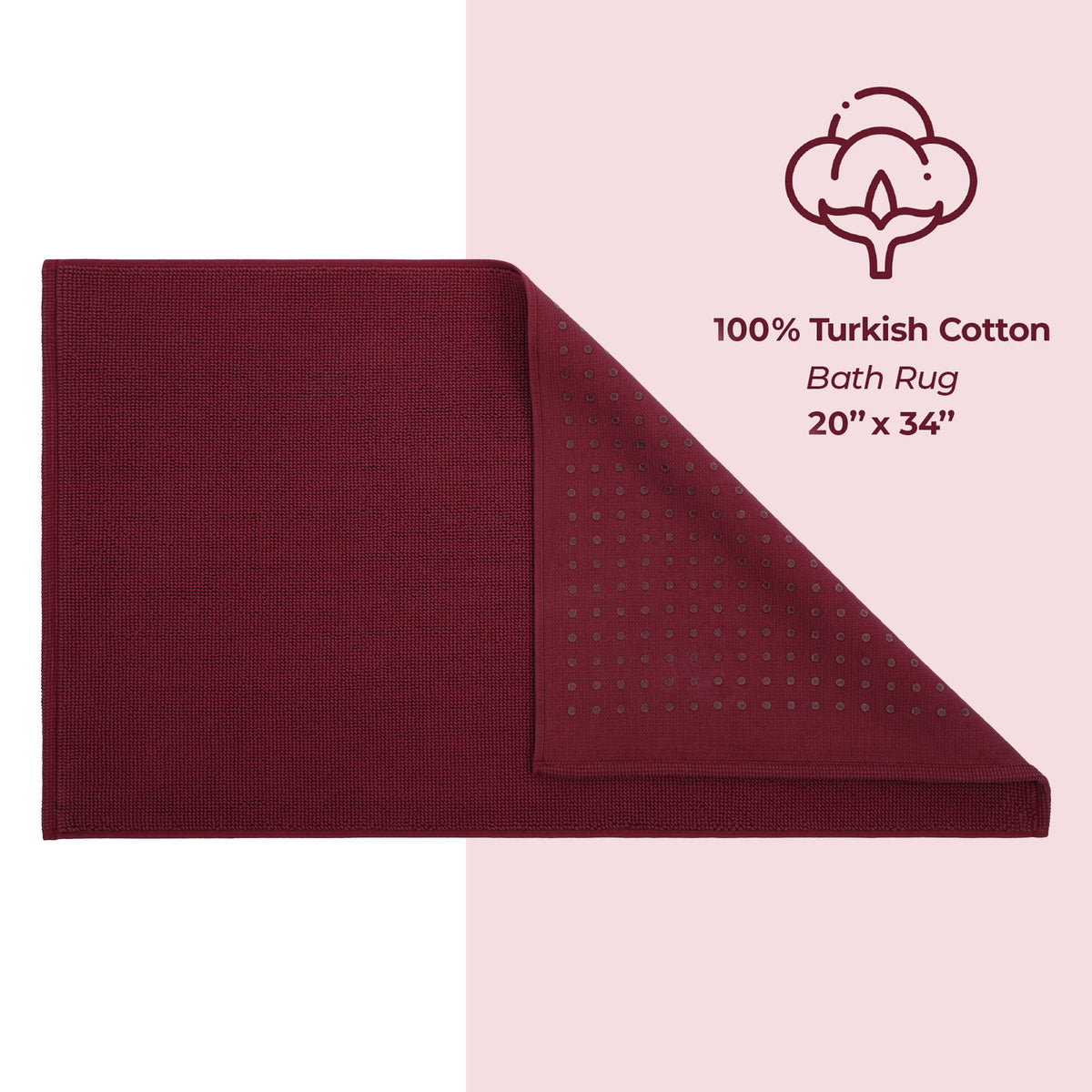 American Soft Linen 100% Cotton Bath Mat Rugs, 20x34 inches with Silicone Backing, Soft Absorbent Grip-Enhanced Bath Mats for Bathroom - 35 Set Case Pack