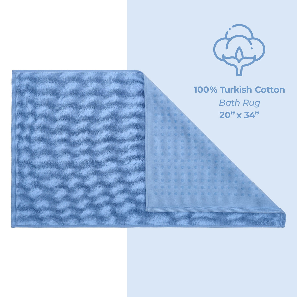 American Soft Linen 100% Cotton Bath Mat Rugs, 20x34 inches with Silicone Backing, Soft Absorbent Grip-Enhanced Bath Mats for Bathroom - 35 Set Case Pack