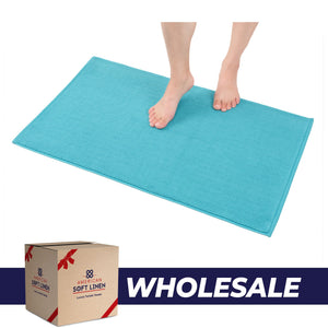 American Soft Linen 100% Cotton Bath Mat Rugs, 20x34 inches with Silicone Backing, Soft Absorbent Grip-Enhanced Bath Mats for Bathroom - 35 Set Case Pack