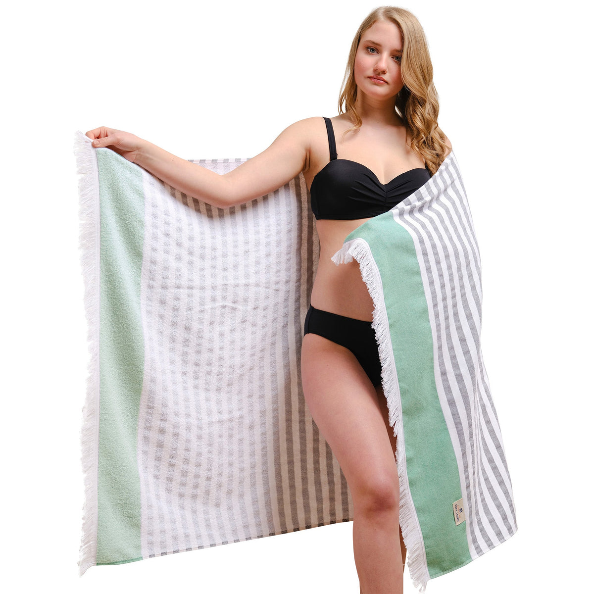 4 Packed Terry Peshtemal and Beach Towel, Mediterranean Collection, 35" x 60",  Modern & Traditional Turkish Towels - 11 Set Case Pack