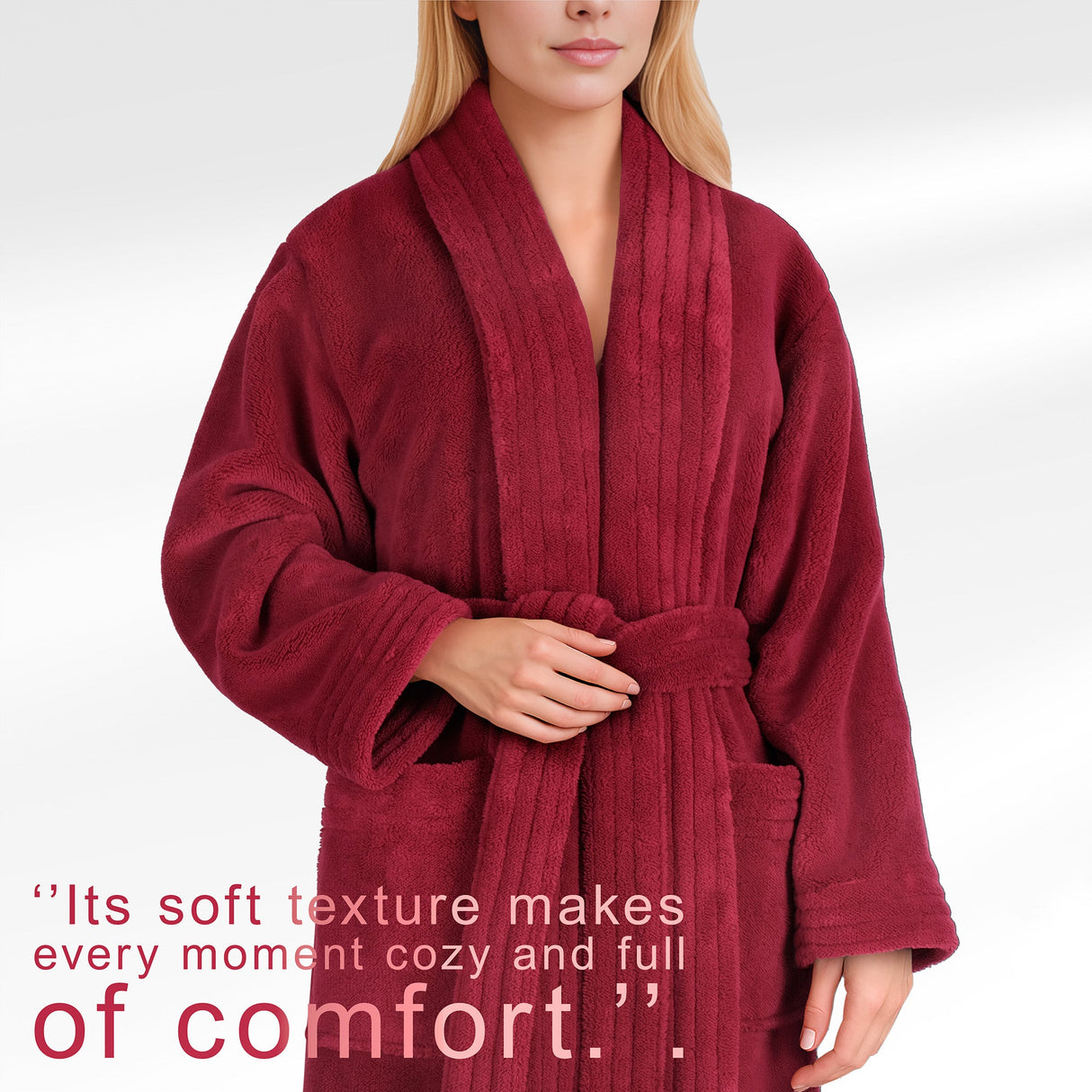 American Soft Linen Luxury Women’s Fleece Bathrobe – Ultra Soft, Warm & Lightweight Plush Robe