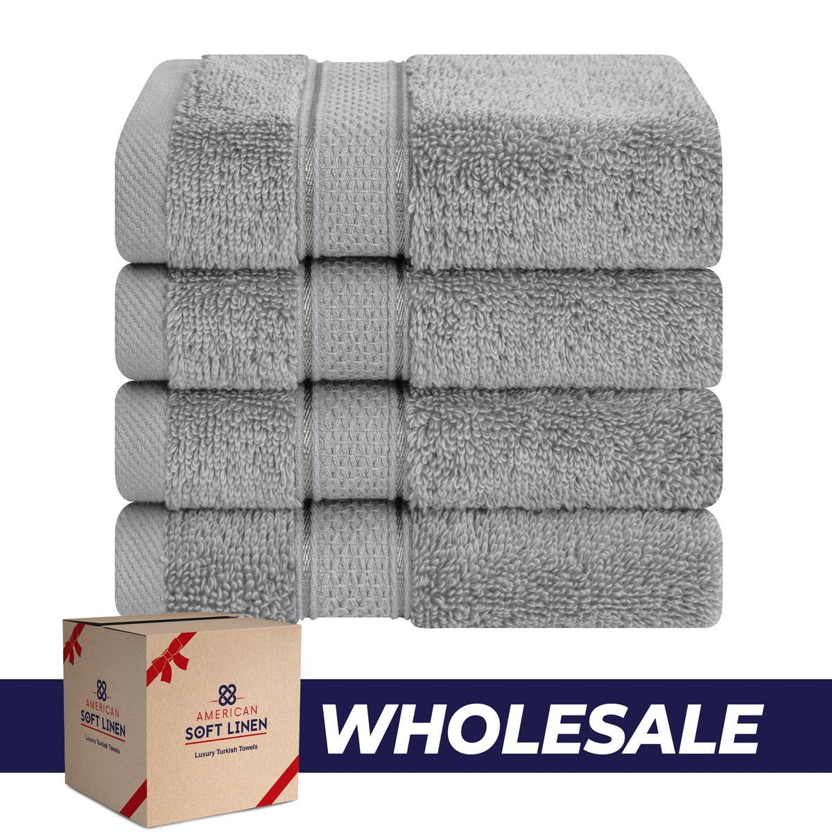 American Soft Linen 100% Cotton, Luxury, Salem 4 Piece Washcloth Set - 60 Set Case Pack