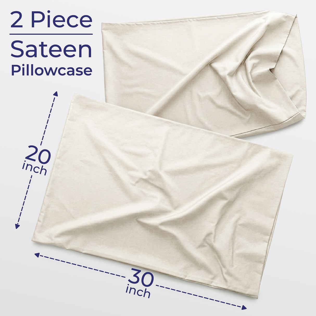 American Soft Linen 100% Cotton Sateen Pillowcase Set (2 Piece) - Soft, Breathable, Hotel Quality Pillow Covers
