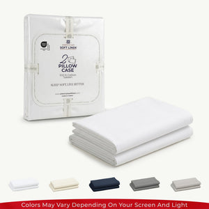 American Soft Linen 100% Cotton Sateen Pillowcase Set (2 Piece) - Soft, Breathable, Hotel Quality Pillow Covers