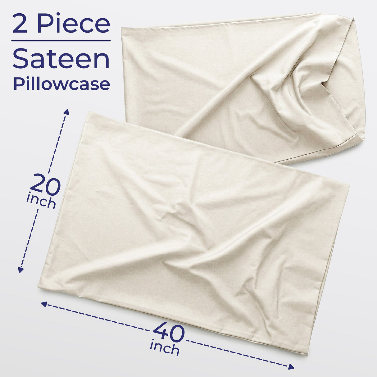 American Soft Linen 100% Cotton Sateen Pillowcase Set (2 Piece) - Soft, Breathable, Hotel Quality Pillow Covers