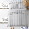 American Soft Linen 100% Washed Cotton Percale Duvet Cover Set – 200TC Yarn-Dyed Striped Bedding with 2 Pillow Shams