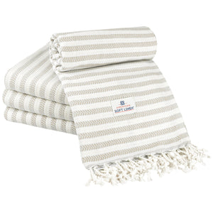 American Soft Linen Turkish Peshtemal Beach Towels, Cotton 4 Pack, 40" x 70" Size, Swim Towels for Beach and Pool Towels