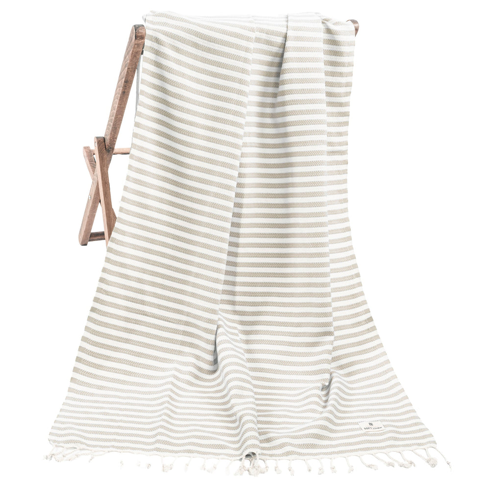 American Soft Linen Turkish Peshtemal Beach Towels, Cotton 4 Pack, 40" x 70" Size, Swim Towels for Beach and Pool Towels