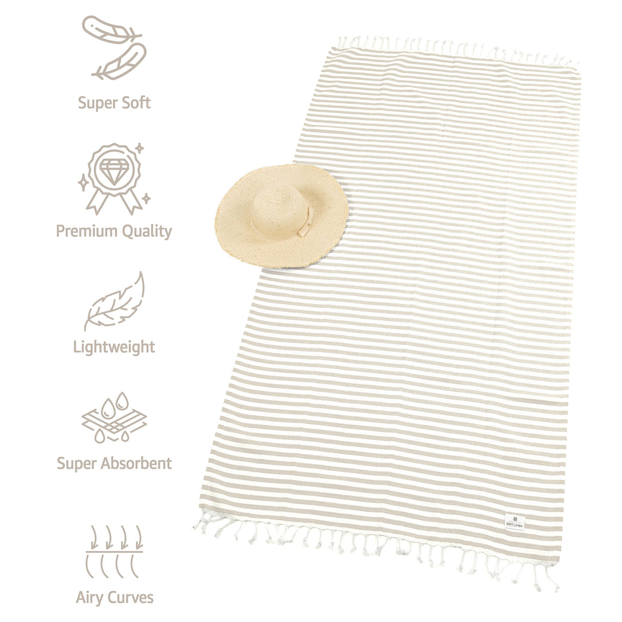 American Soft Linen Turkish Peshtemal Beach Towels, Cotton 4 Pack, 40" x 70" Size, Swim Towels for Beach and Pool Towels