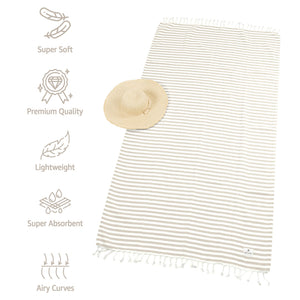 American Soft Linen Turkish Peshtemal Beach Towels, Cotton 4 Pack, 40" x 70" Size, Swim Towels for Beach and Pool Towels