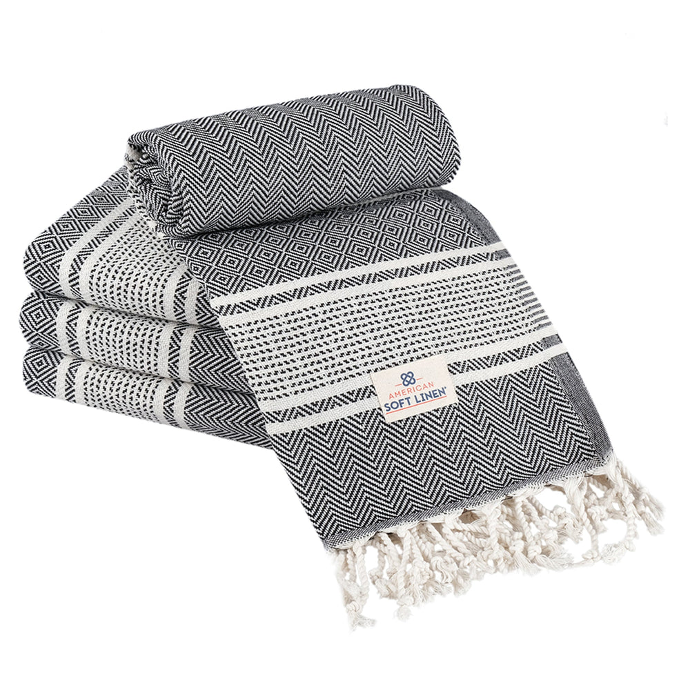 American Soft Linen Turkish Peshtemal Beach Towels, Cotton 4 Pack, 40" x 70" Size, Swim Towels for Beach and Pool Towels