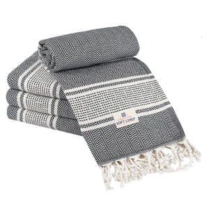 American Soft Linen Turkish Peshtemal Beach Towels, Cotton 4 Pack, 40" x 70" Size, Swim Towels for Beach and Pool Towels