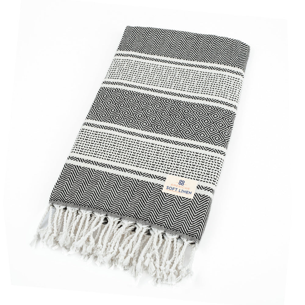 American Soft Linen Turkish Peshtemal Beach Towels, Cotton 4 Pack, 40" x 70" Size, Swim Towels for Beach and Pool Towels