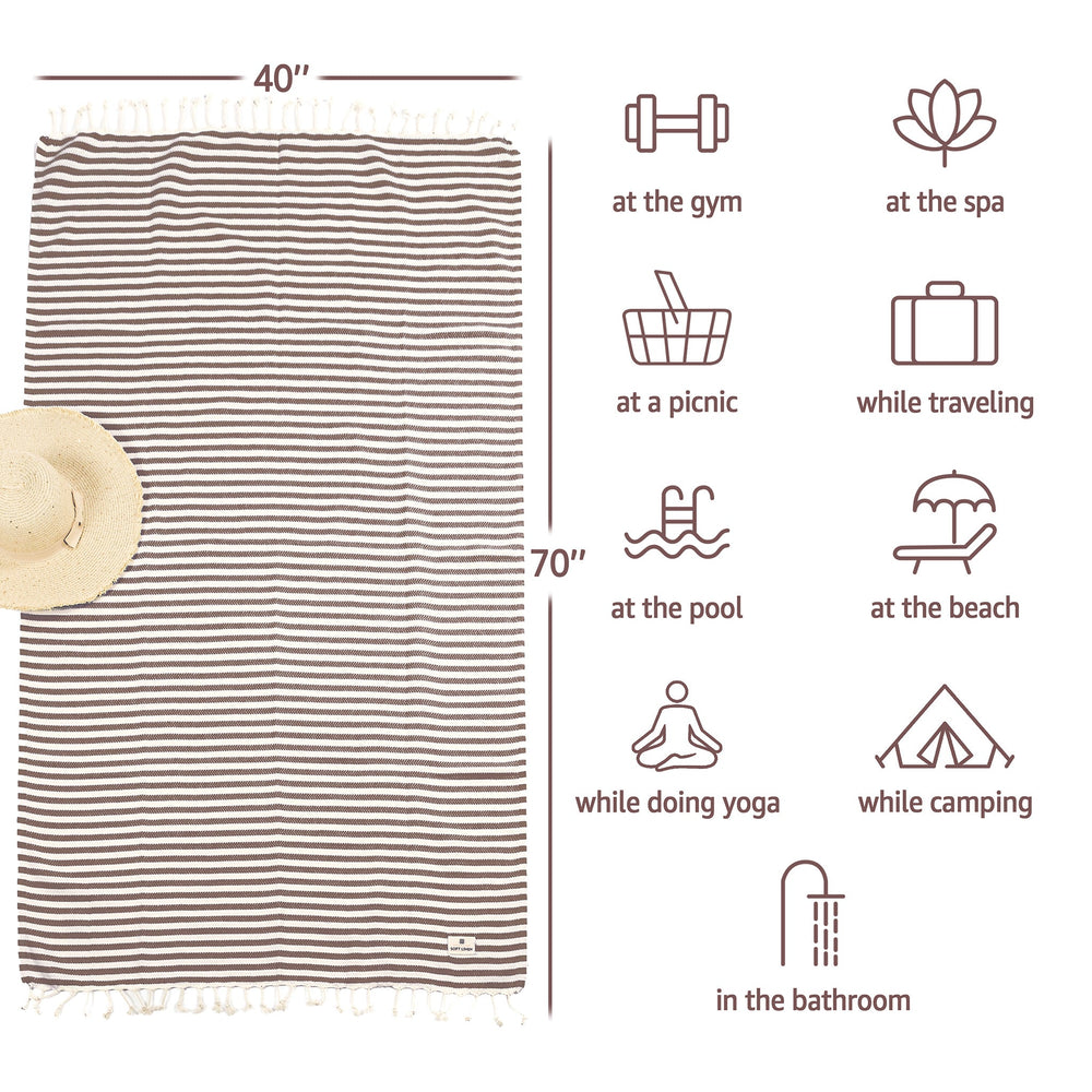 American Soft Linen Turkish Peshtemal Beach Towels, Cotton 4 Pack, 40" x 70" Size, Swim Towels for Beach and Pool Towels