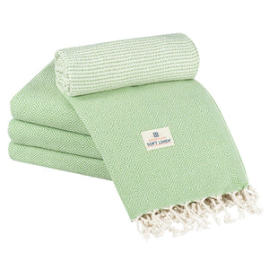 American Soft Linen Turkish Peshtemal Beach Towels, Cotton 4 Pack, 40" x 70" Size, Swim Towels for Beach and Pool Towels