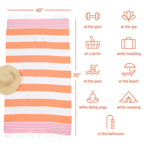 American Soft Linen Turkish Peshtemal Beach Towels, Cotton 4 Pack, 40" x 70" Size, Swim Towels for Beach and Pool Towels