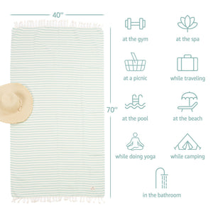 American Soft Linen Turkish Peshtemal Beach Towels, Cotton 4 Pack, 40" x 70" Size, Swim Towels for Beach and Pool Towels