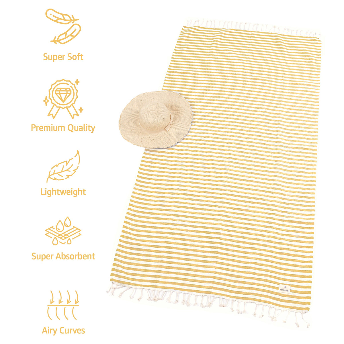 American Soft Linen Turkish Peshtemal Beach Towels, Cotton 4 Pack, 40" x 70" Size, Swim Towels for Beach and Pool Towels
