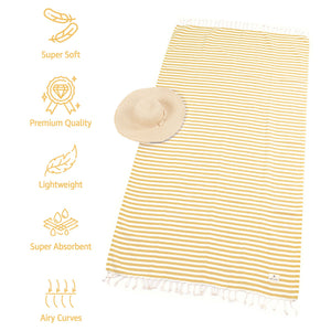 American Soft Linen Turkish Peshtemal Beach Towels, Cotton 4 Pack, 40" x 70" Size, Swim Towels for Beach and Pool Towels