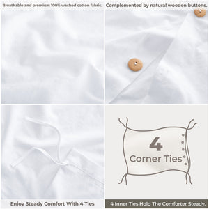 American Soft Linen 100% Washed Cotton Percale Duvet Cover Set – Soft Breathable Bedding Set with Pillow Shams