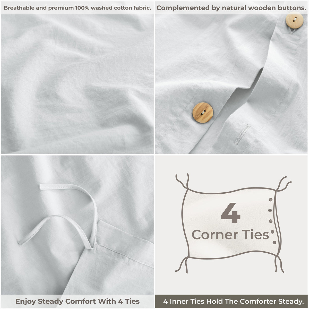 American Soft Linen 100% Washed Cotton Percale Duvet Cover Set – Soft Breathable Bedding Set with Pillow Shams