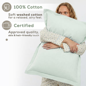 American Soft Linen 100% Washed Cotton Percale Duvet Cover Set – Soft Breathable Bedding Set with Pillow Shams