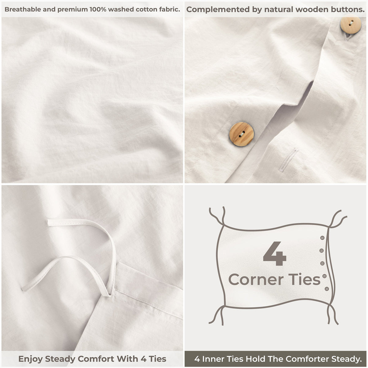 American Soft Linen 100% Washed Cotton Percale Duvet Cover Set – Soft Breathable Bedding Set with Pillow Shams