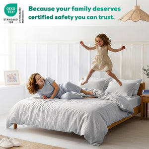 American Soft Linen 100% Washed Cotton Percale Duvet Cover Set – Soft Breathable Bedding Set with Pillow Shams