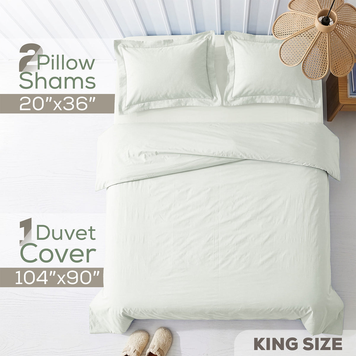 American Soft Linen 100% Washed Cotton Percale Duvet Cover Set – Soft Breathable Bedding Set with Pillow Shams