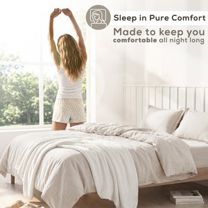 American Soft Linen 100% Washed Cotton Percale Duvet Cover Set – Soft Breathable Bedding Set with Pillow Shams