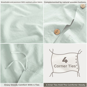 American Soft Linen 100% Washed Cotton Percale Duvet Cover Set – Soft Breathable Bedding Set with Pillow Shams