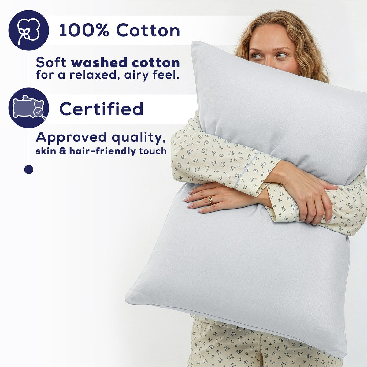 American Soft Linen 100% Washed Cotton Percale Pillowcase Set (2 Pack) – Soft Breathable Pillow Covers