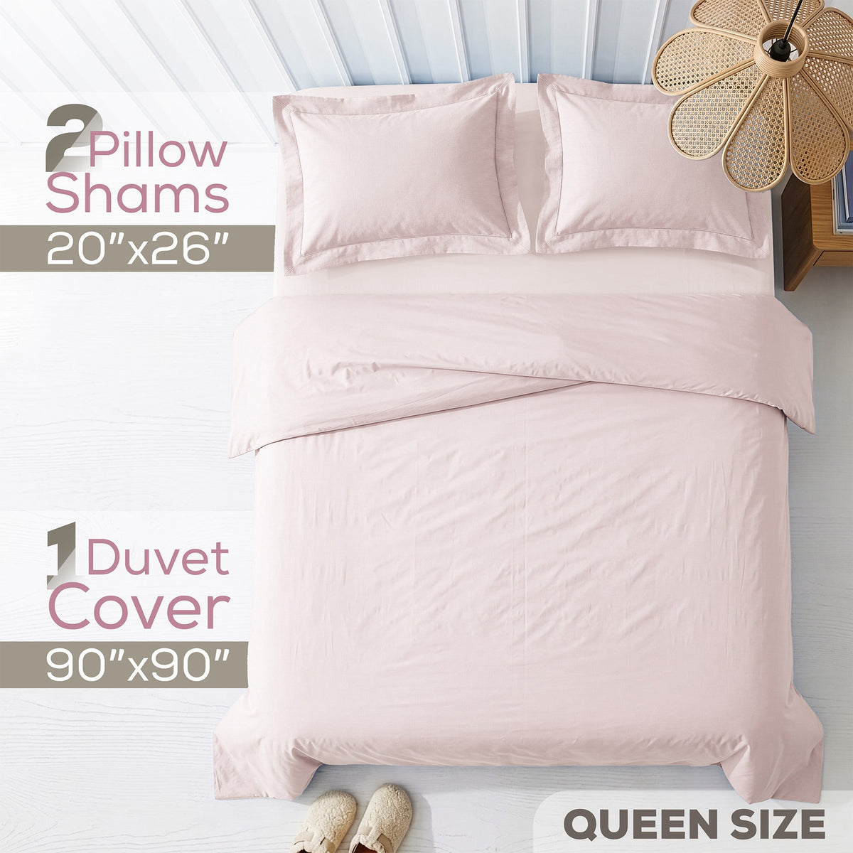 American Soft Linen 100% Washed Cotton Percale Duvet Cover Set – Soft Breathable Bedding Set with Pillow Shams