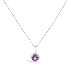 10K White Gold Purple Amethyst and 3/8 Cttw Diamond Halo Jewelry Set (Earrings, Pendant & Ring)