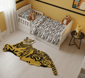 Animal Gold Tiger 3x5 Hand Tufted Wool Area Rug