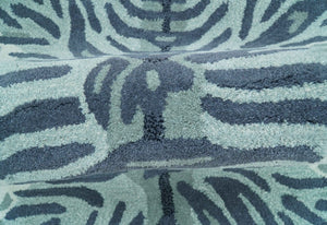 Animal Tiger Blue Hand Tufted 3x5 Wool Area Rug