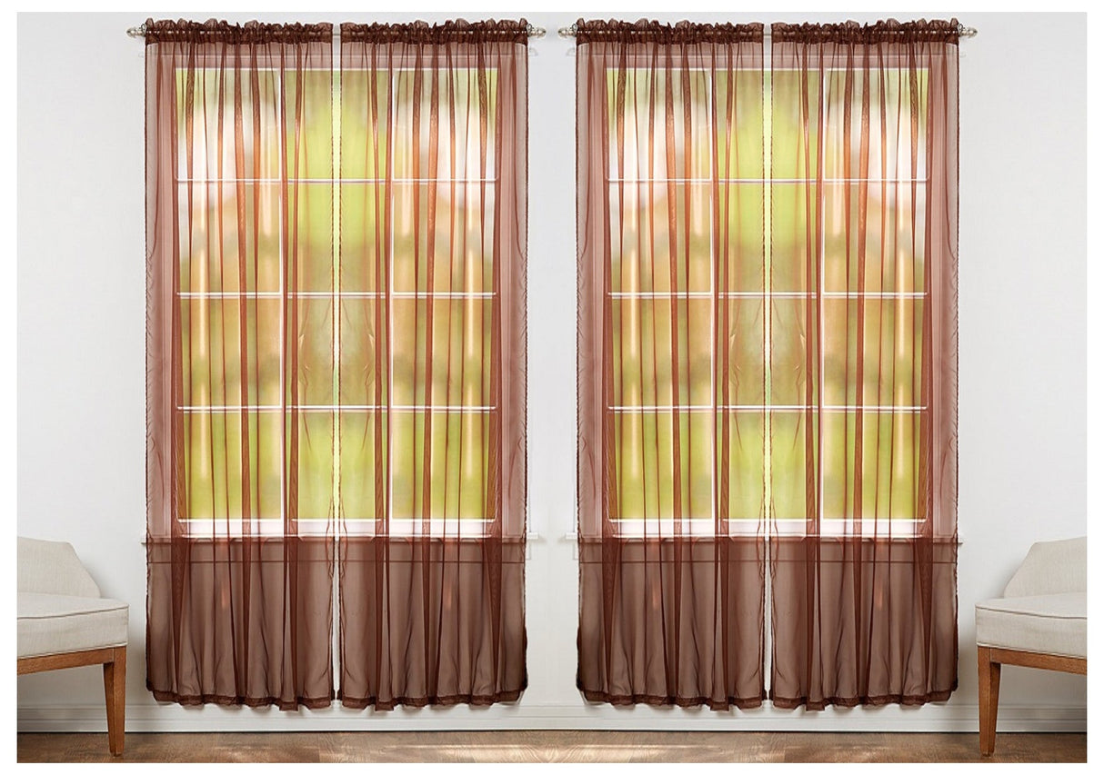 J&V Textiles 4-Pack Value: Solid Sheer Window Curtain Panels