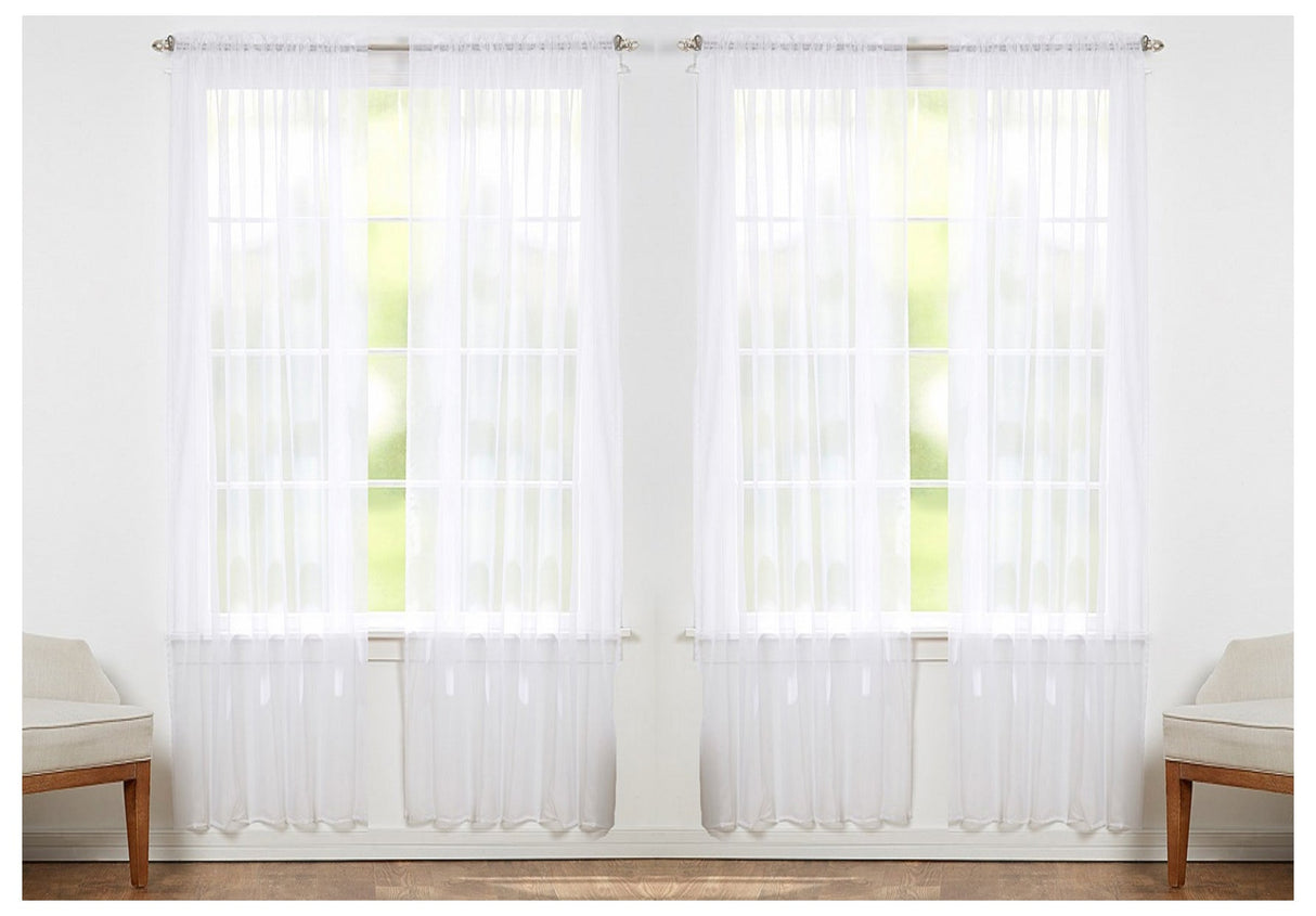 J&V Textiles 4-Pack Value: Solid Sheer Window Curtain Panels