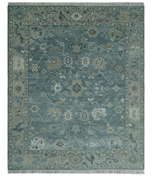 Antique Hand Knotted Oushak Gray and Silver Traditional wool Area Rug