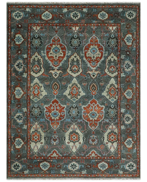 Antique look Gray And Rust Hand knotted Traditional Oushak Multi Size Area Rug