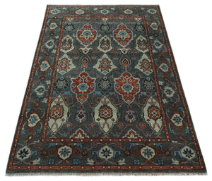 Antique look Gray And Rust Hand knotted Traditional Oushak Multi Size Area Rug