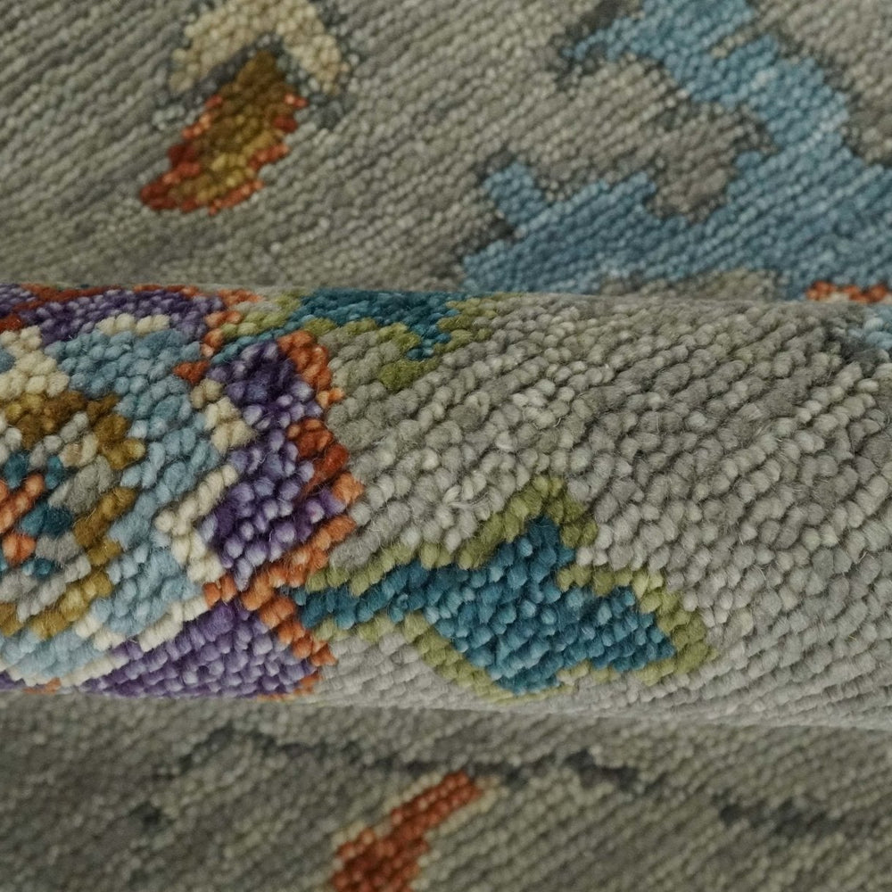 Antique Hand Knotted Gray, Beige and Blue Traditional Oushak Vintage Style Multi Size Wool area Rug