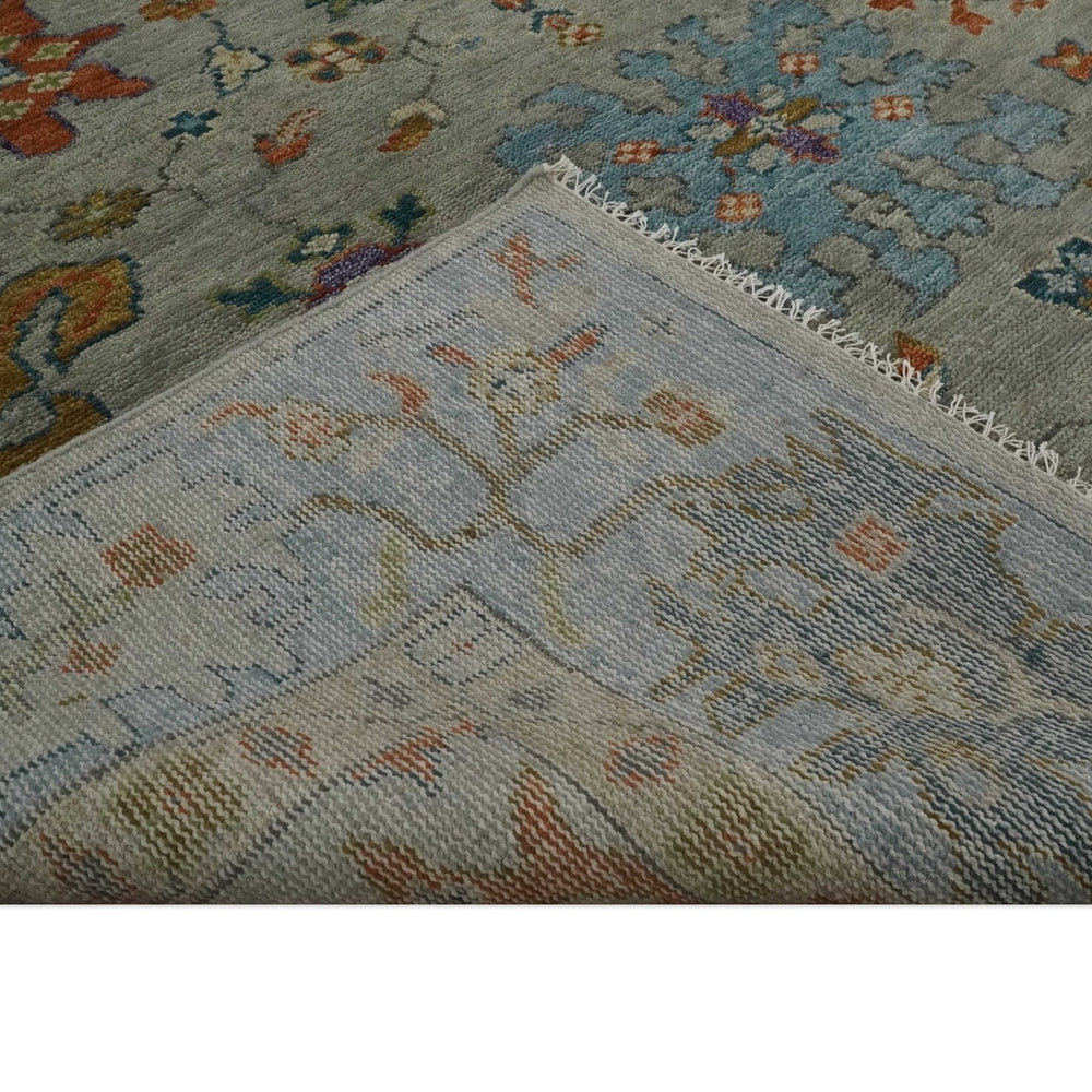 Antique Hand Knotted Gray, Beige and Blue Traditional Oushak Vintage Style Multi Size Wool area Rug