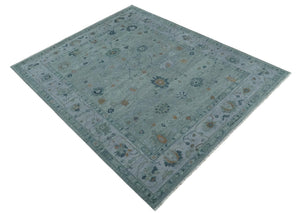 Antique Hand Knotted Charcoal and Gray Traditional Oushak wool Area Rug