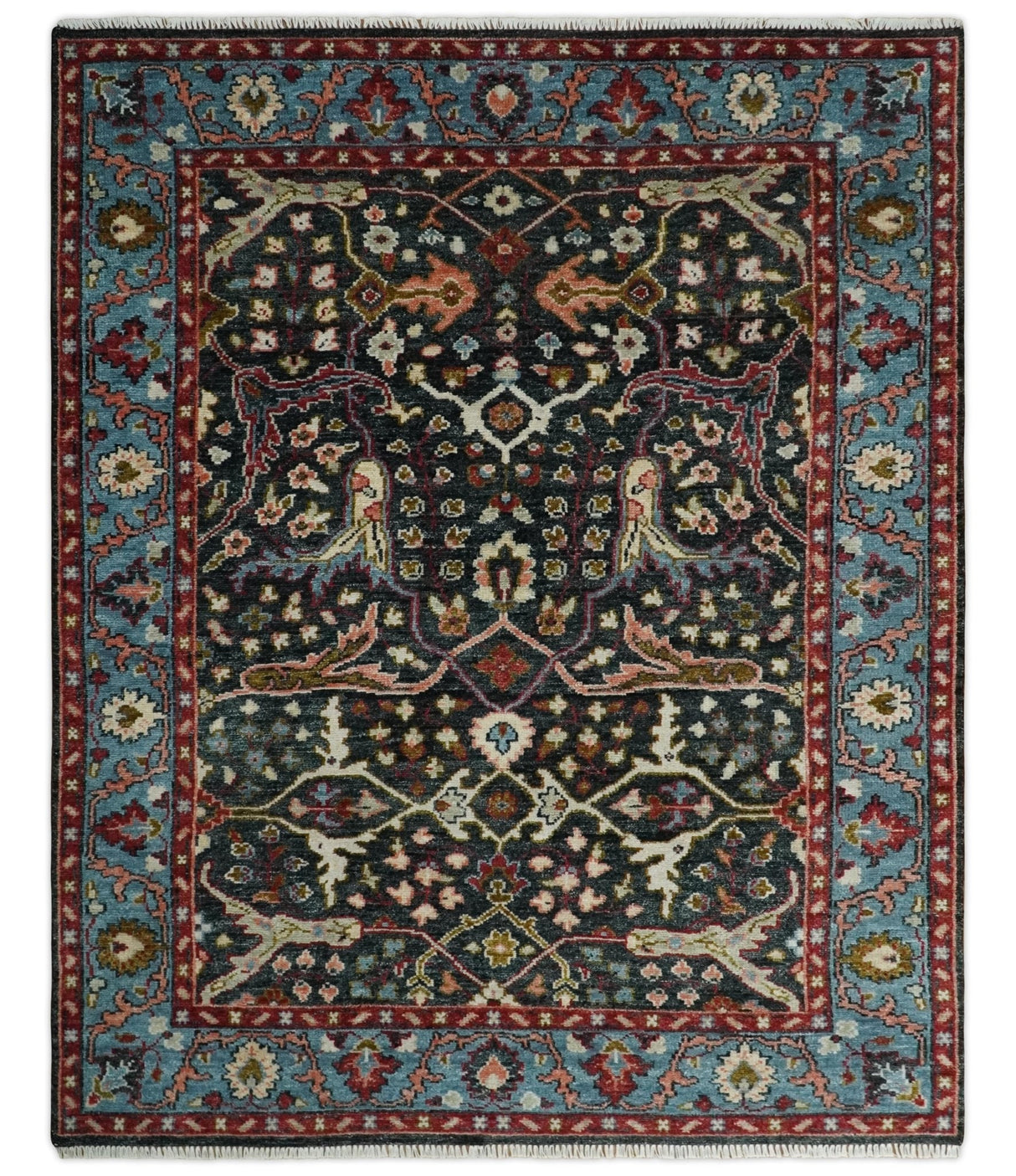 Black and Blue Hand Knotted Traditional Oushak Multi Size Wool Area Rug