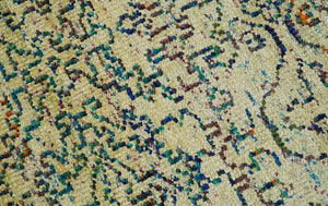 8x10 Hand Knotted Beige and Blue Persian made of Recycled Silk Area Rug
