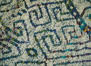 8x10 Hand Knotted Beige and Blue Persian Recycled Silk Area Rug