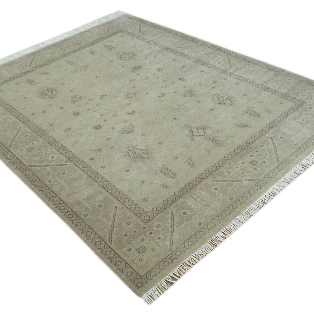 Antique 8x10 Hand Knotted Beige Traditional Vintage Persian Wool Rug