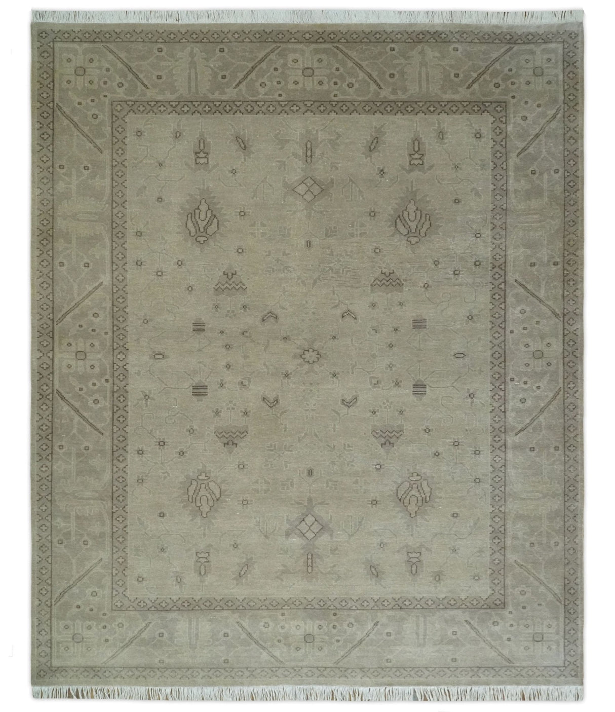 Antique 8x10 Hand Knotted Beige Traditional Vintage Persian Wool Rug