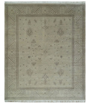 Antique 8x10 Hand Knotted Beige Traditional Vintage Persian Wool Rug